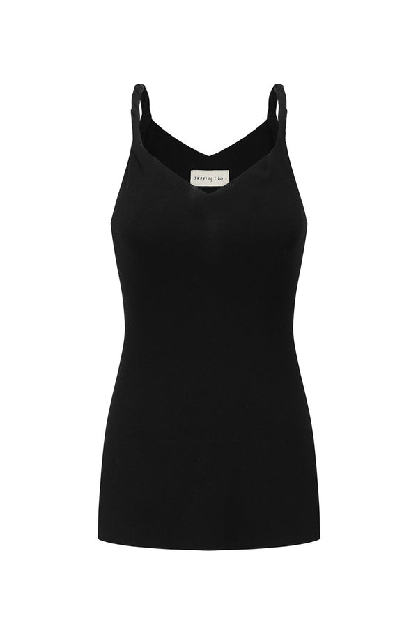 SWAYING 24 Early Fall Bamboo Cashmere Twist Camisole SW-SW24PF1T43-HEI Black SW-SW24PF1T41